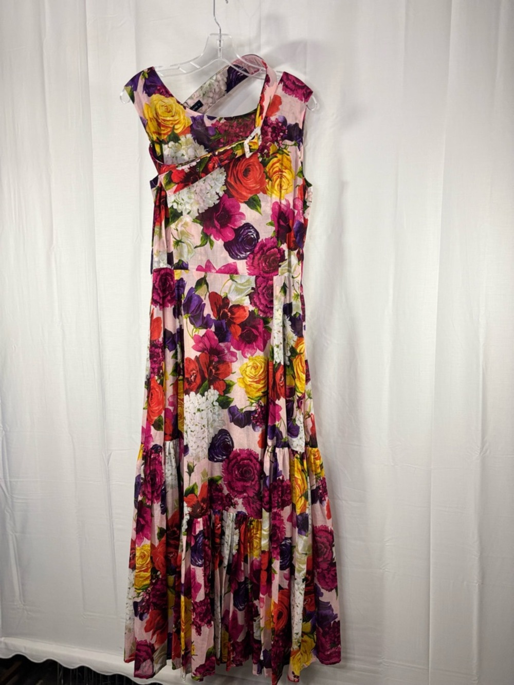 NWT SAMANTHA SUNG Amanda Floral Sleeveless Maxi Dress in Pink and Multi size 12